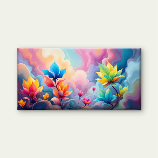 Floral Dream Clouds Abstract Wall Art Canvas Office Home Room Framed 120x60cm