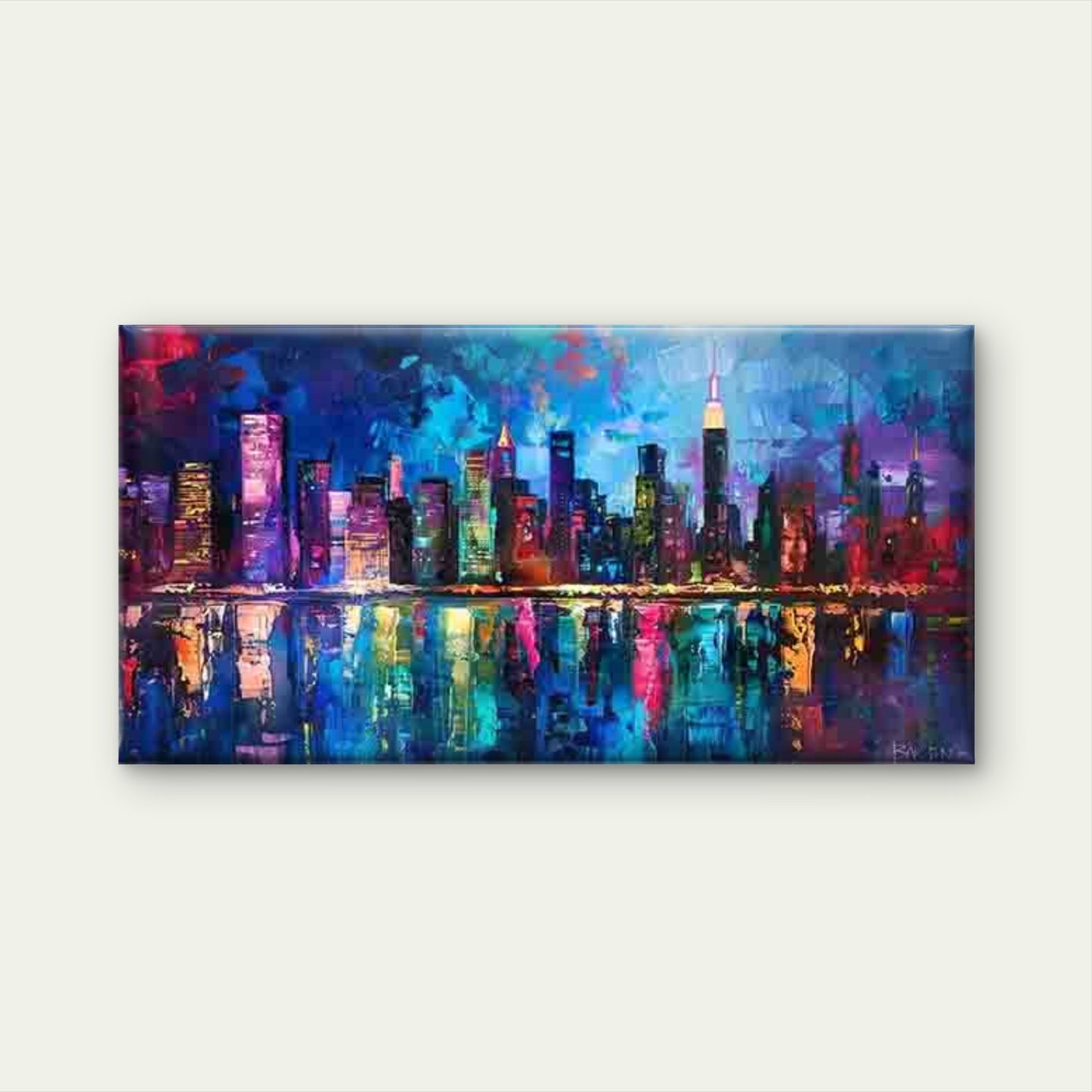 Abstract Depiction of A City Wall Art Canvas Office Home Room Framed 120x60cm - Bella Home Decor