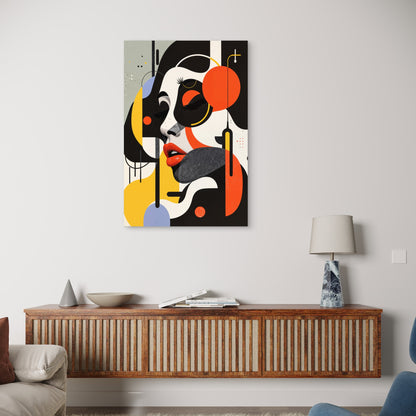 Minimalist Bauhaus Female Silhouette Face 40x60cm Metal Print Ready to Hang