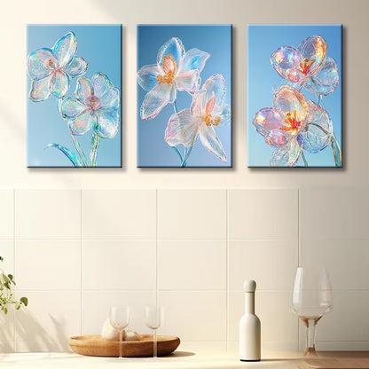 3pcs Luxurious Flowers under the Sky Wall Art Set Canvas Framed 40x60cm - High Quality Print 100% Australian Made Wall Canvas Ready to Hang