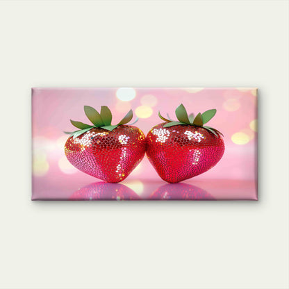 Funky Red Strawberry Disco Wall Art Canvas Office Home Room Framed 120x60cm