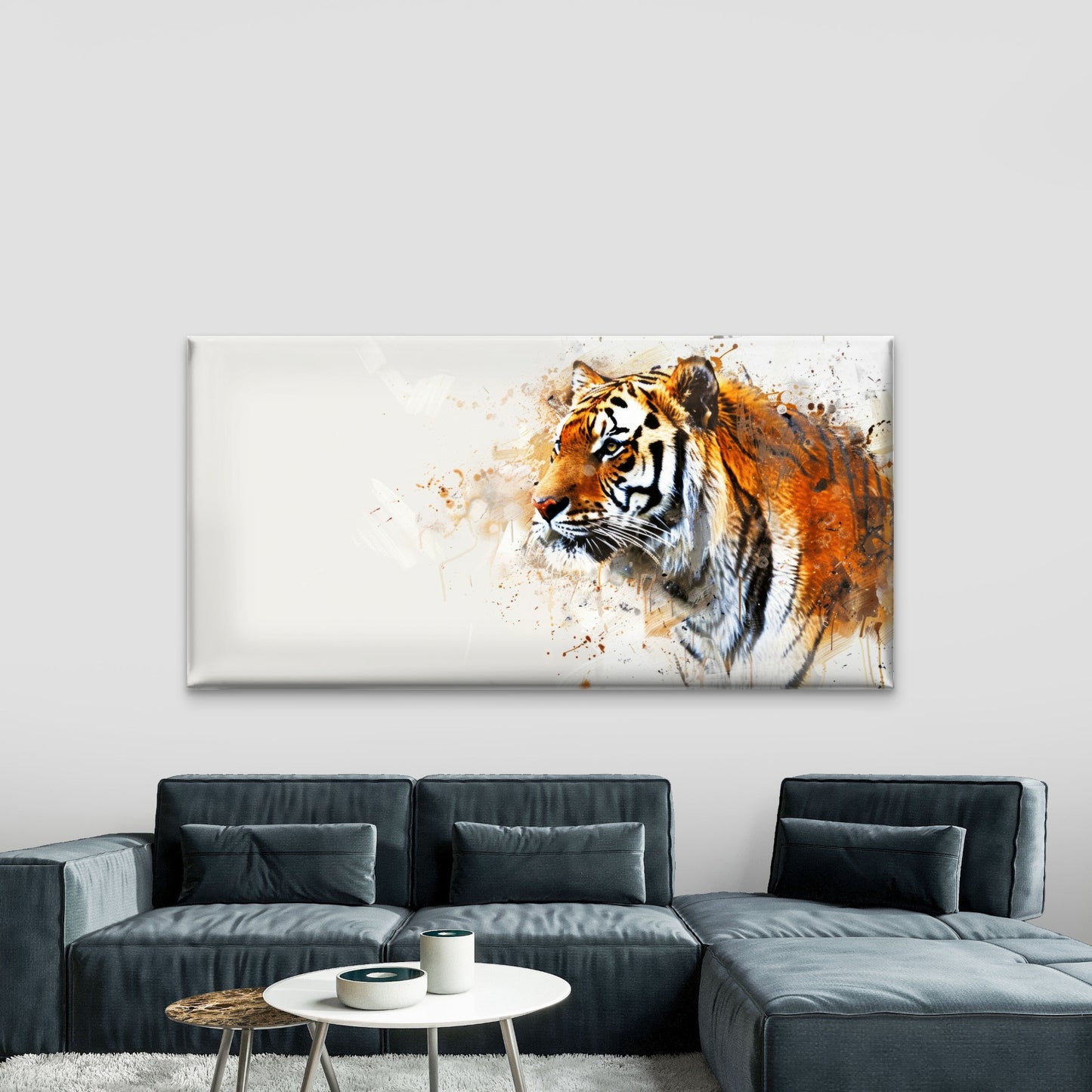Majestic Orange Tiger Artwork Wall Art Canvas Office Home Room Framed 120x60cm