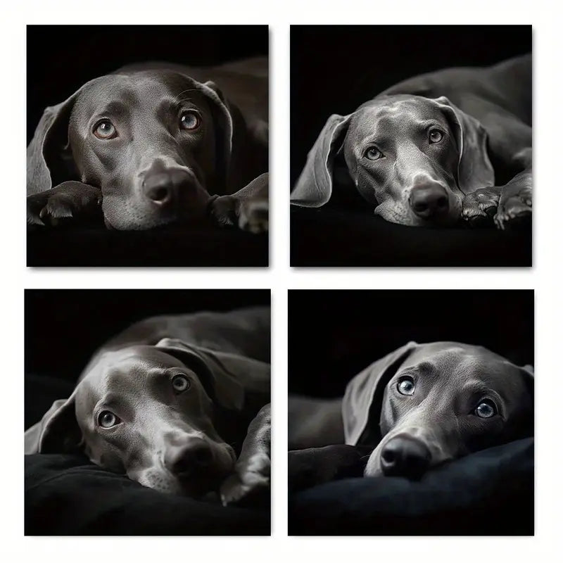 4pcs Dog for Living Room Restaurants  er   Wall Art Canvas Framed