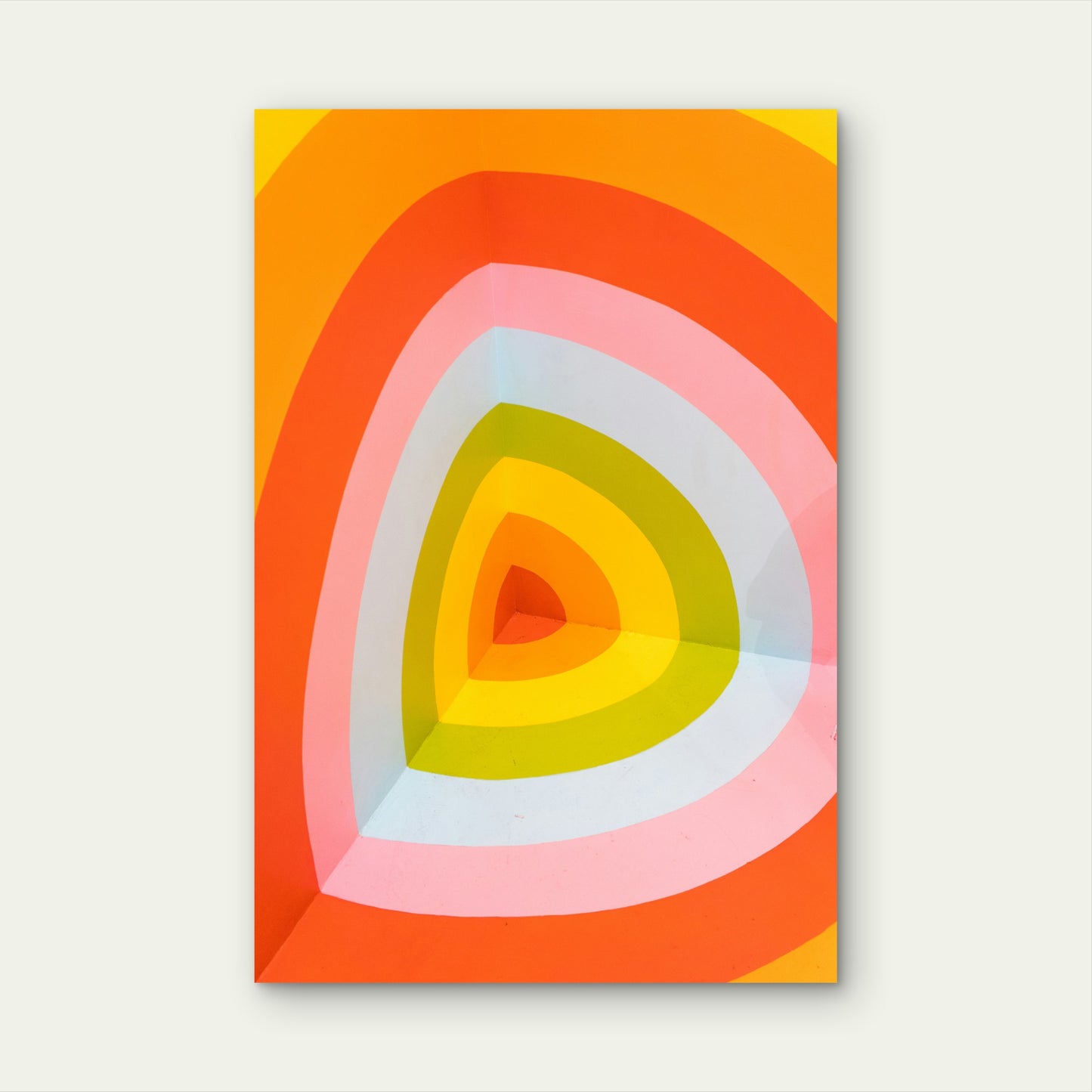 Vibrant Retro Triangular Pattern 40x60cm Metal Print Ready to Hang