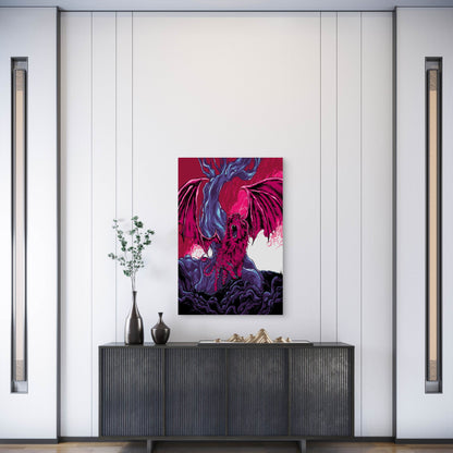 Pink Winged Lion Metal Print Ready to Hang