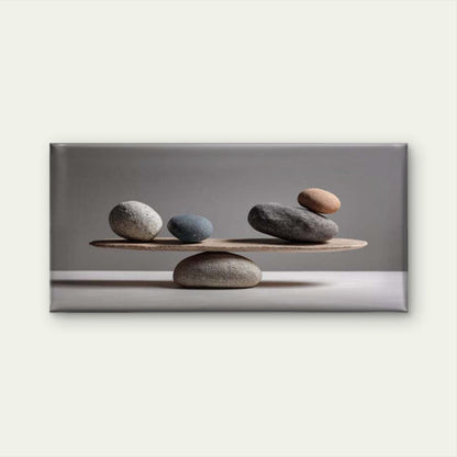 Balanced Zen Stones Wall Art Canvas Office Home Room Framed 120x60cm - Bella Home Decor