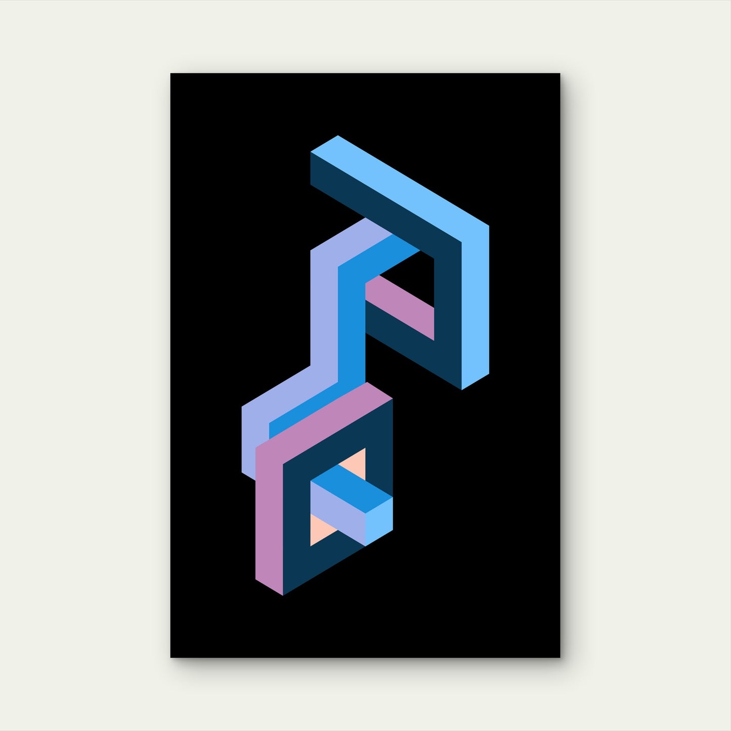 Impossible Object Illustration 60x90cm Metal Print Ready to Hang