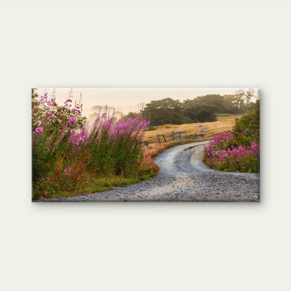 Misty Country Road Path Wall Art Canvas Office Home Room Framed 120x60cm