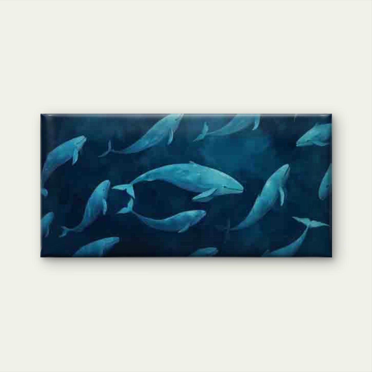Swimming Whales in Ocean Wall Art Canvas Office Home Room Framed 120x60cm