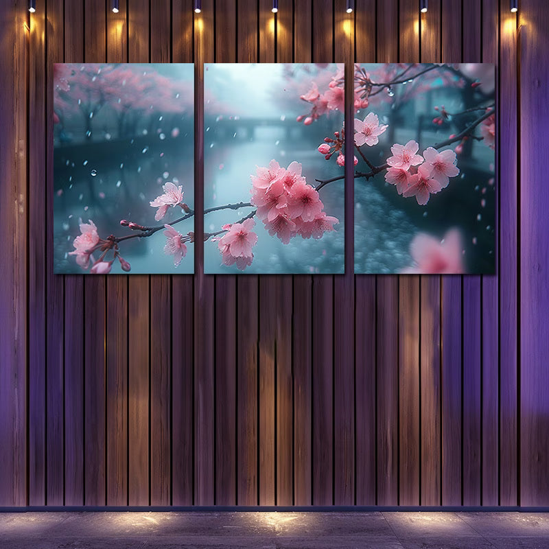 3pcs cherry blossoms in full bloom Wall Art Set Canvas Framed 40x60cm - High Quality Print 100% Australian Made Wall Canvas Ready to Hang - Bella Home Decor
