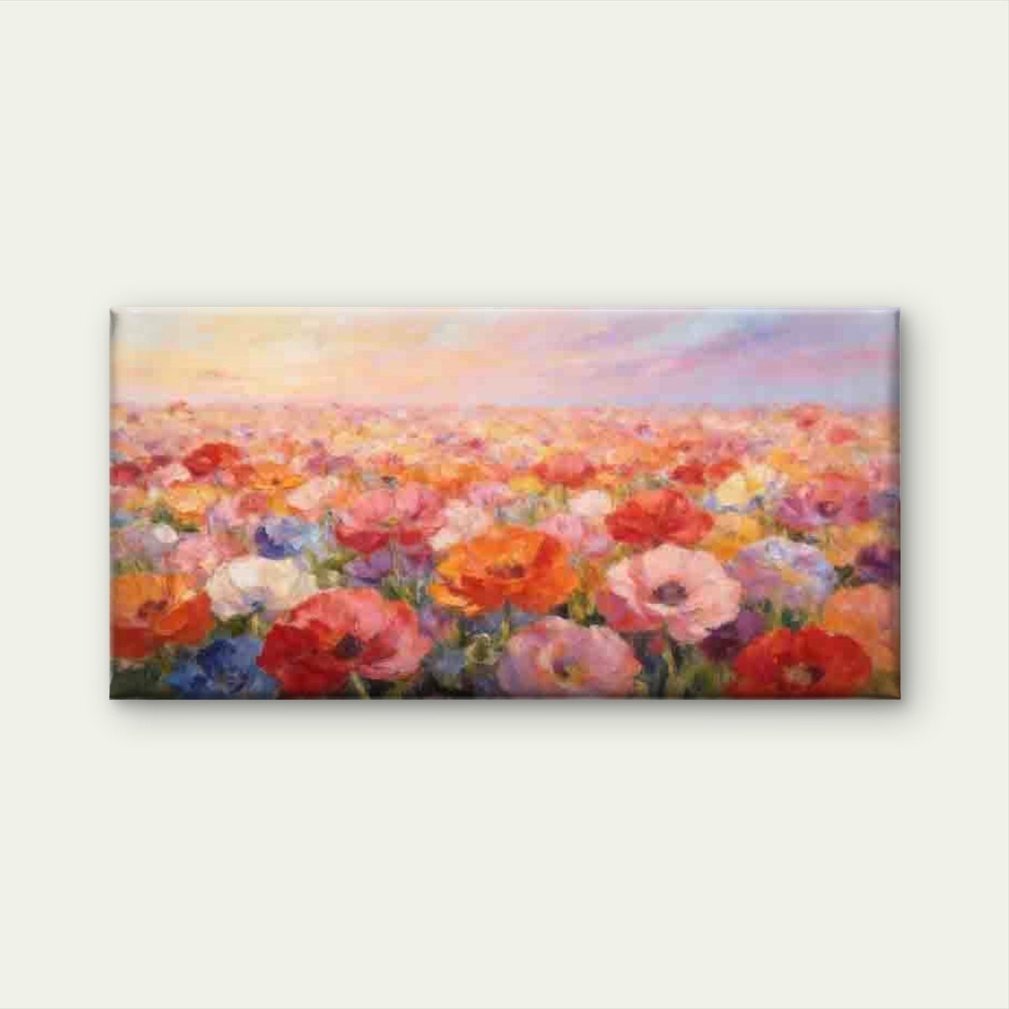Blooming Flower Field Wall Art Canvas Office Home Room Framed 120x60cm