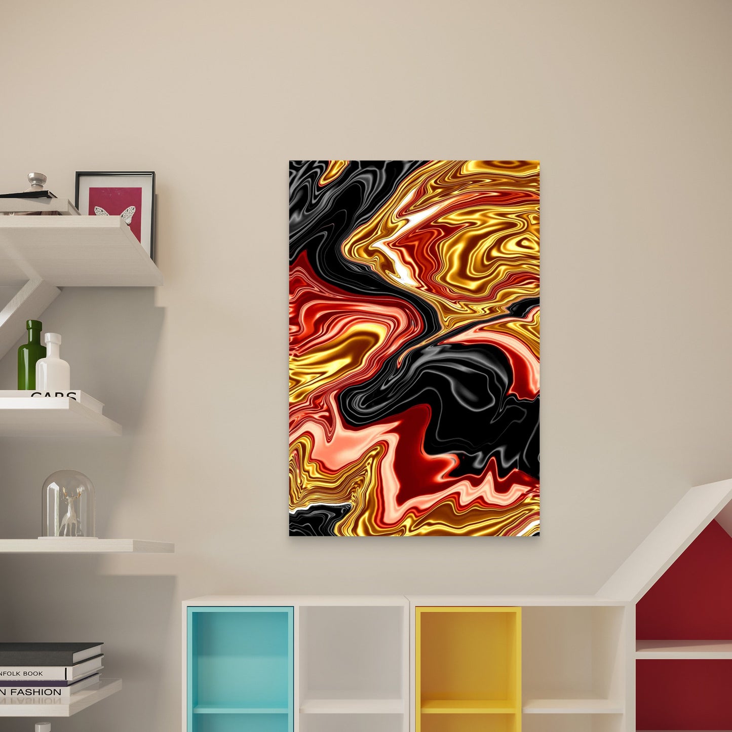 Black Gold Marble Abstract Background 60x90cm Metal Print Ready to Hang - Bella Home Decor