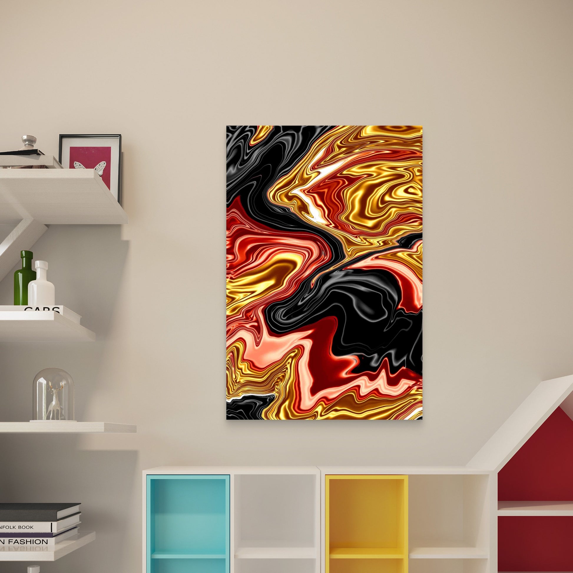 Black Gold Marble Abstract Background 40x60cm Metal Print Ready to Hang - Bella Home Decor