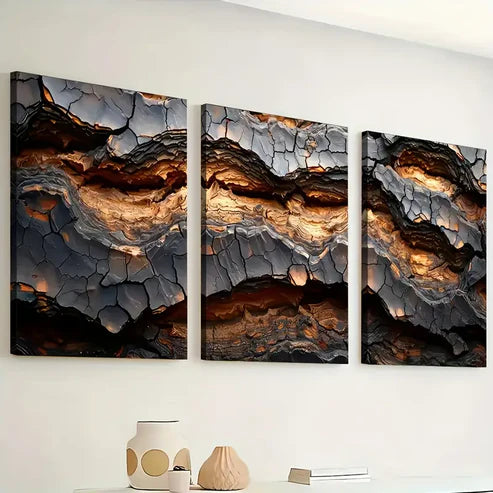 3pcs Modern Fashion Abstract Crack Art Wall Art Set Canvas Framed 60x90cm - High Quality Print 100% Australian Made Wall Canvas Ready to Hang