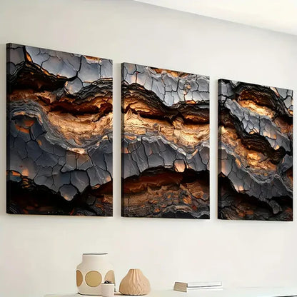 3pcs Modern Fashion Abstract Crack Art Wall Art Set Canvas Unframed - High Quality Print 100% Australian Made Wall Canvas