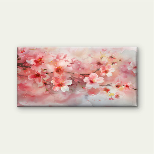 Soft Watercolor Cherry Blossoms Wall Art Canvas Office Home Room Framed 120x60cm