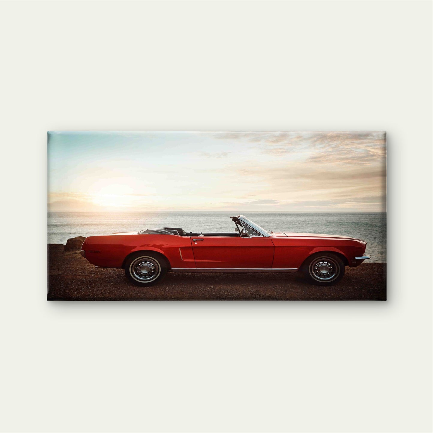 Classic Muscle Car Ocean Wall Art Canvas Office Home Room Framed 120x60cm