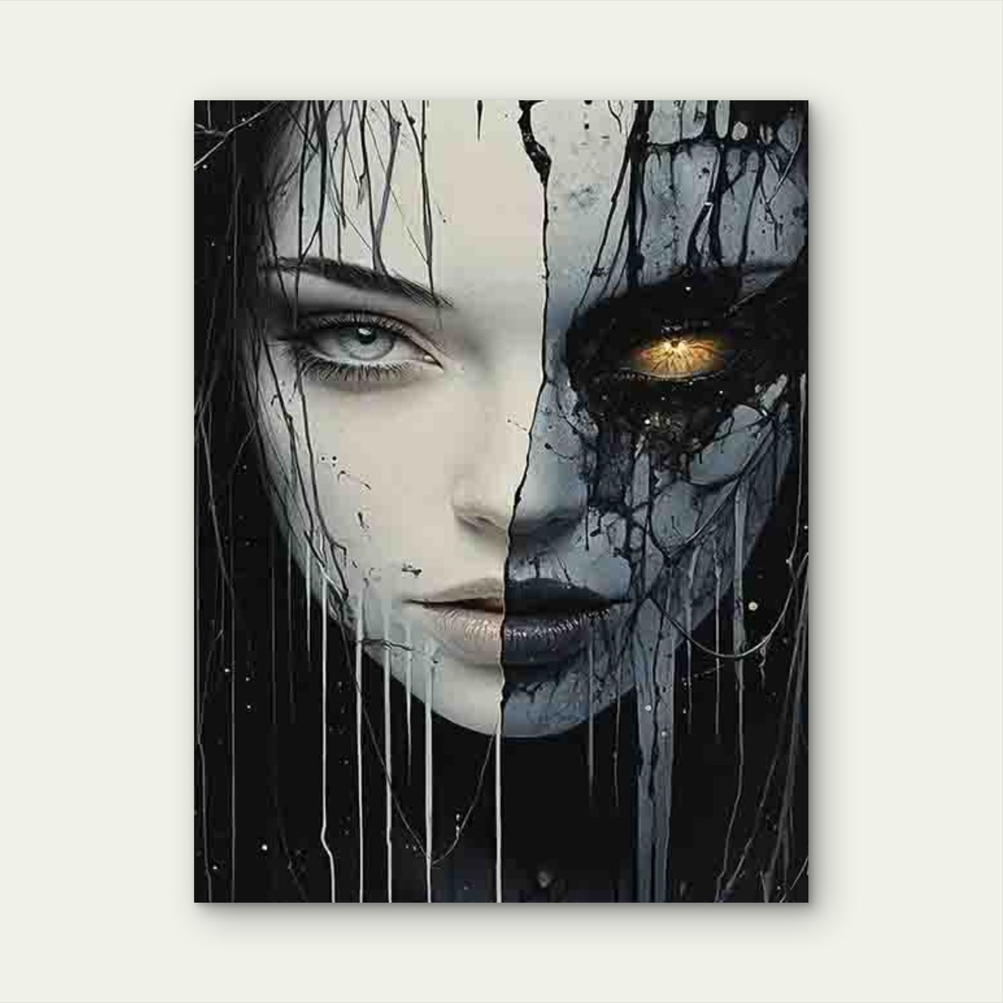 Blue Vs Black Eye Contrast Metal Print Ready to Hang - Bella Home Decor