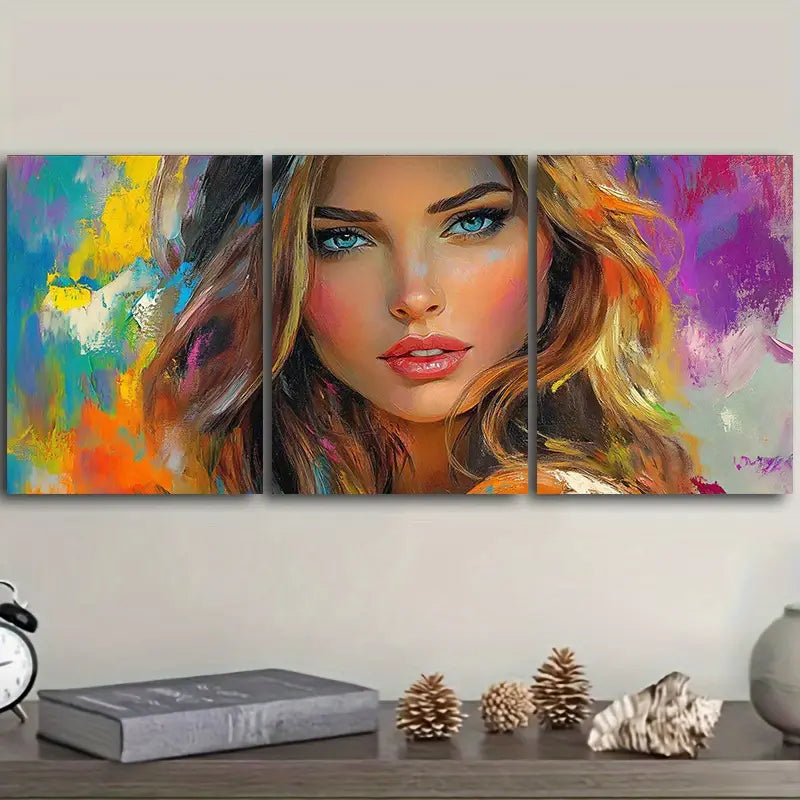 3pcs An Attractive Woman  Metal Print Ready to Hang Art - Bella Home Decor