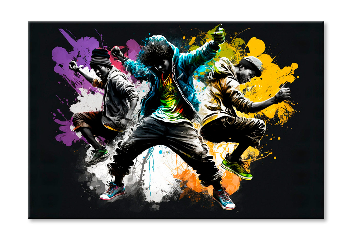 Crazy Hip Hop Dance Oil Painting Wall Art Limited Edition High Quality Print Stretched Canvas None