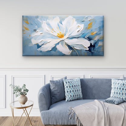 White Magnolia Bloom Flower Wall Art Canvas Office Home Room Framed 120x60cm - Bella Home Decor