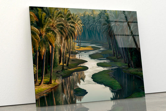 Lake Surrounded By Palm Trees Acrylic Glass Print Tempered Glass Wall Art 100% Made in Australia Ready to Hang