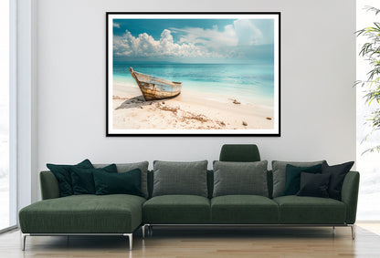 Boat Sits On the Golden Sand of a Beach Home Decor Premium Quality Poster Print Choose Your Sizes