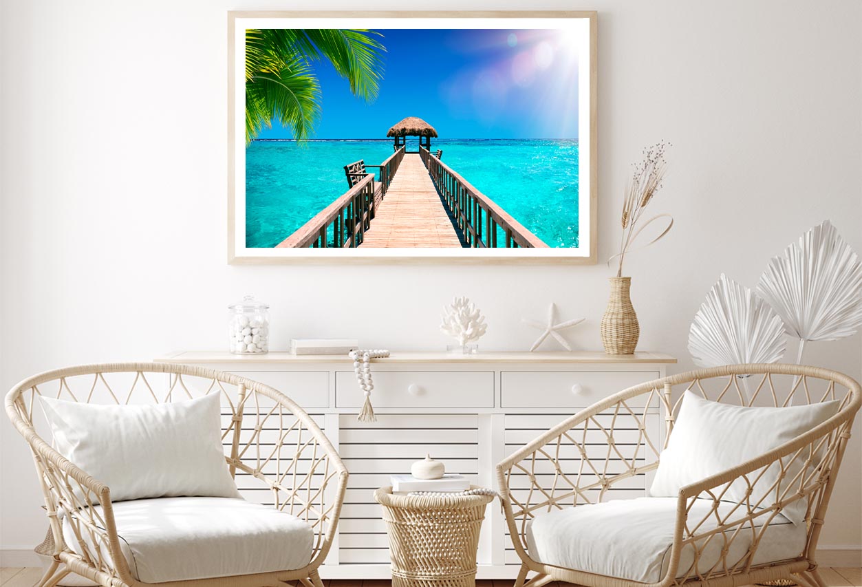 Traditional Boat Jetty in A Luxury Resort of Maldives Home Decor Premium Quality Poster Print Choose Your Sizes