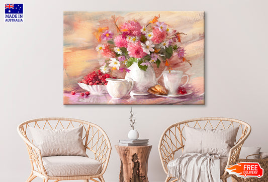 Bouquet Of Flowers Autumn In A Vase Oil Painting Wall Art Limited Edition High Quality Print