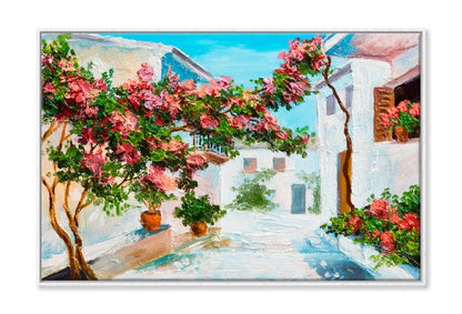 House In Summer Seascape Paint Limited Edition High Quality Print Canvas Box Framed White