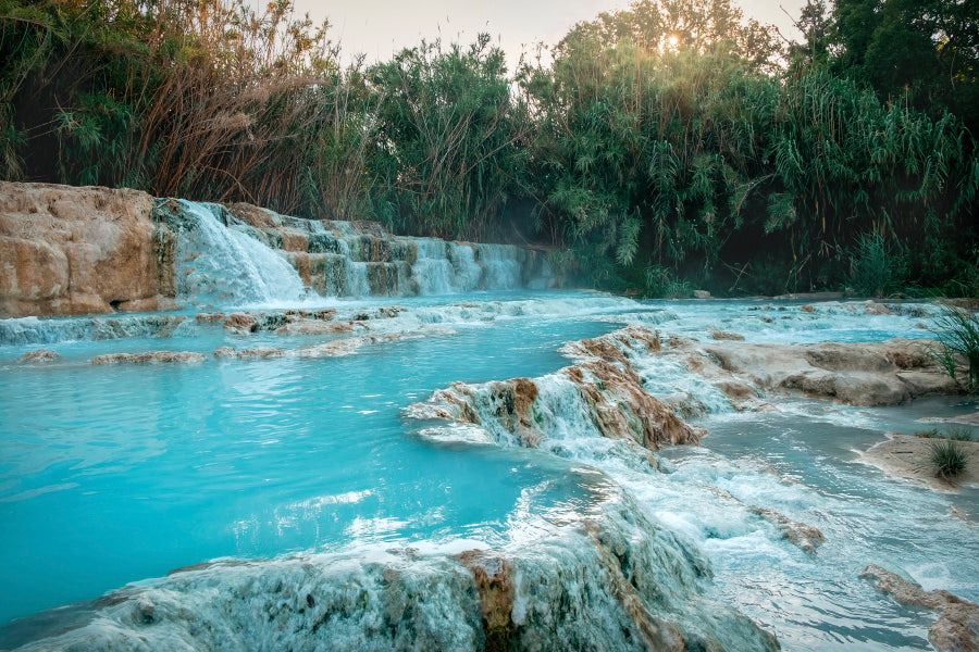 River With a Waterfall in The Middle of It Acrylic Glass Print Tempered Glass Wall Art 100% Made in Australia Ready to Hang - Bella Home Decor