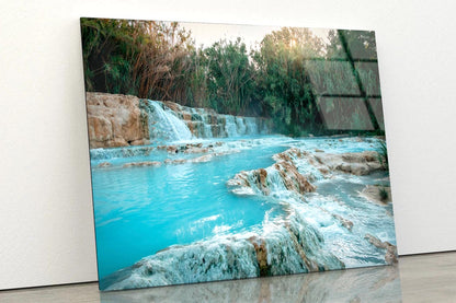 River With a Waterfall in The Middle of It Acrylic Glass Print Tempered Glass Wall Art 100% Made in Australia Ready to Hang - Bella Home Decor