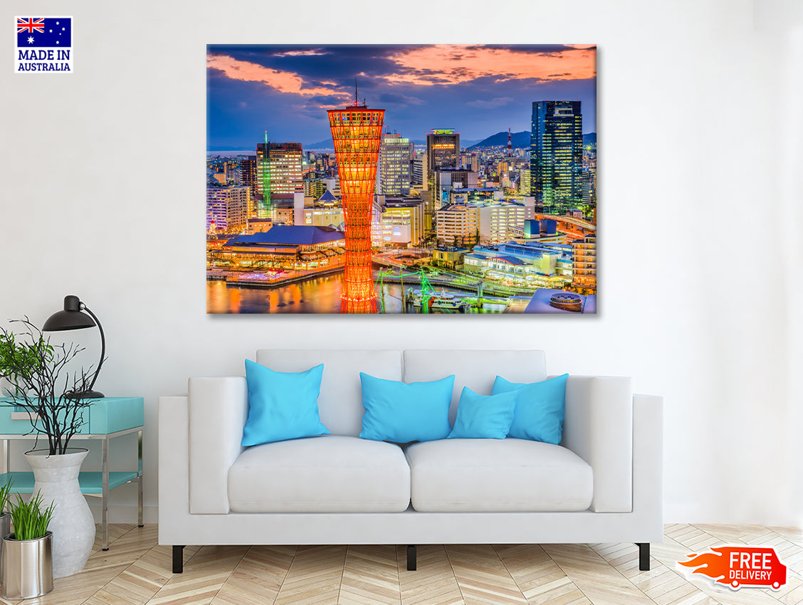 Buildings Of Kobe City in Japan Print 100% Australian Made - Bella Home Decor