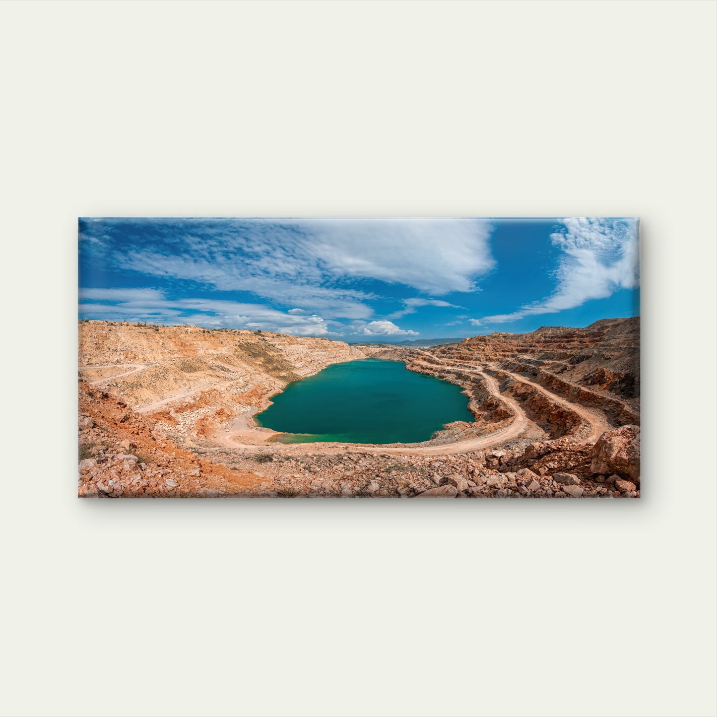 Emerald Green Lake Flooded Open-Pit Mine Wall Art Canvas Office Home Room Framed 120x60cm