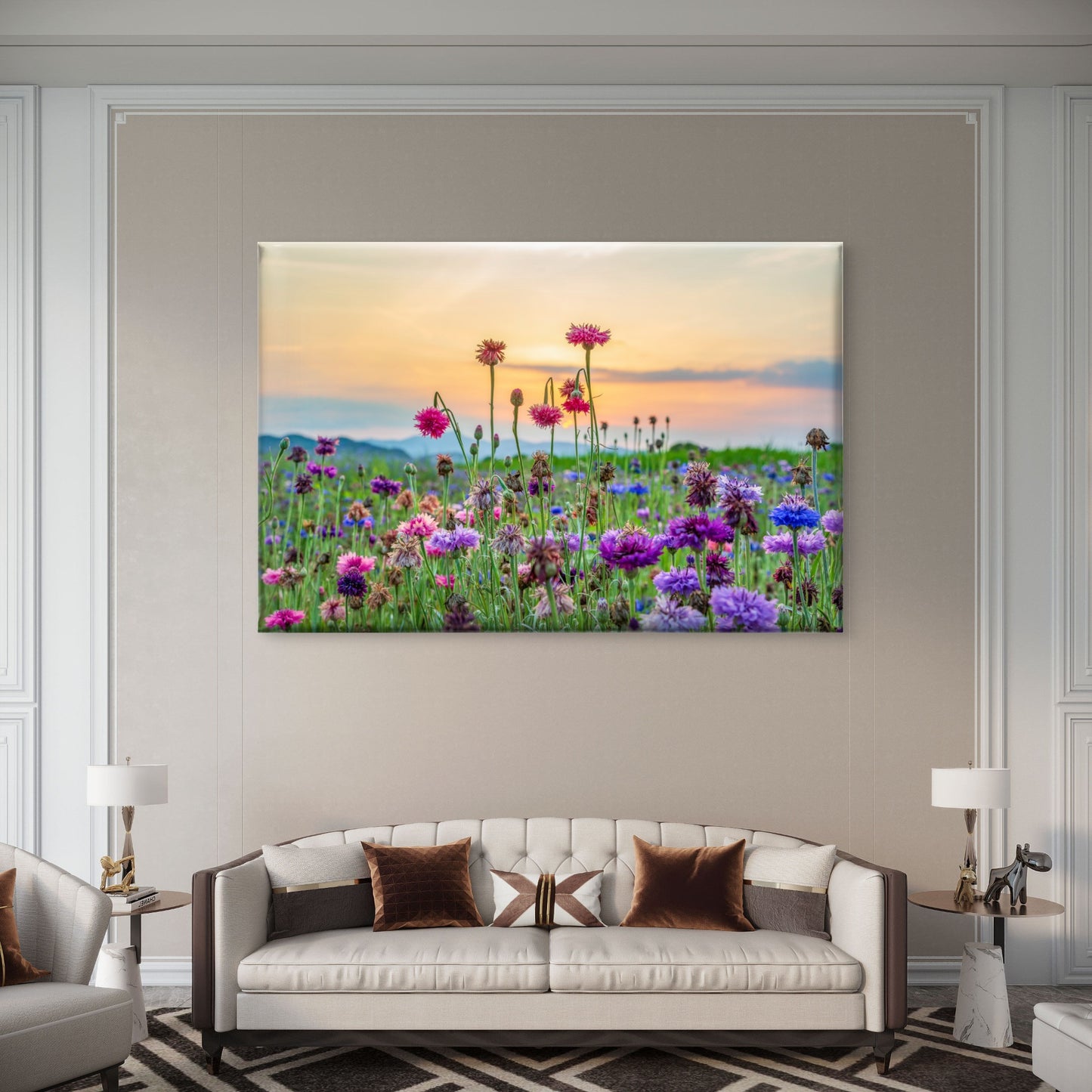 Cornflower Field Sunset Wall Art Decor 100% Australian Made