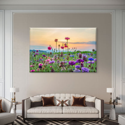 Cornflower Field Sunset Wall Art Decor 100% Australian Made