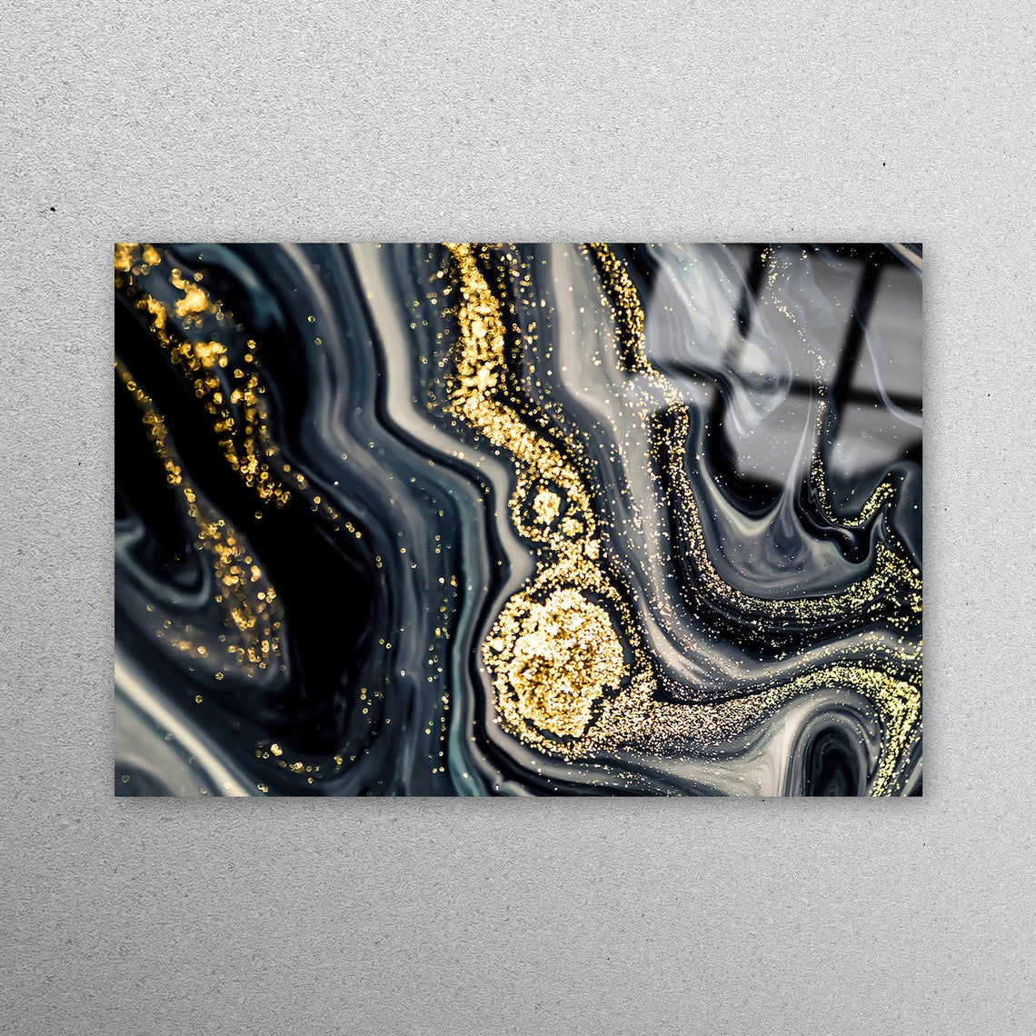 Black And Gold Marble Acrylic Glass Print Tempered Glass Wall Art 100% Made in Australia Ready to Hang