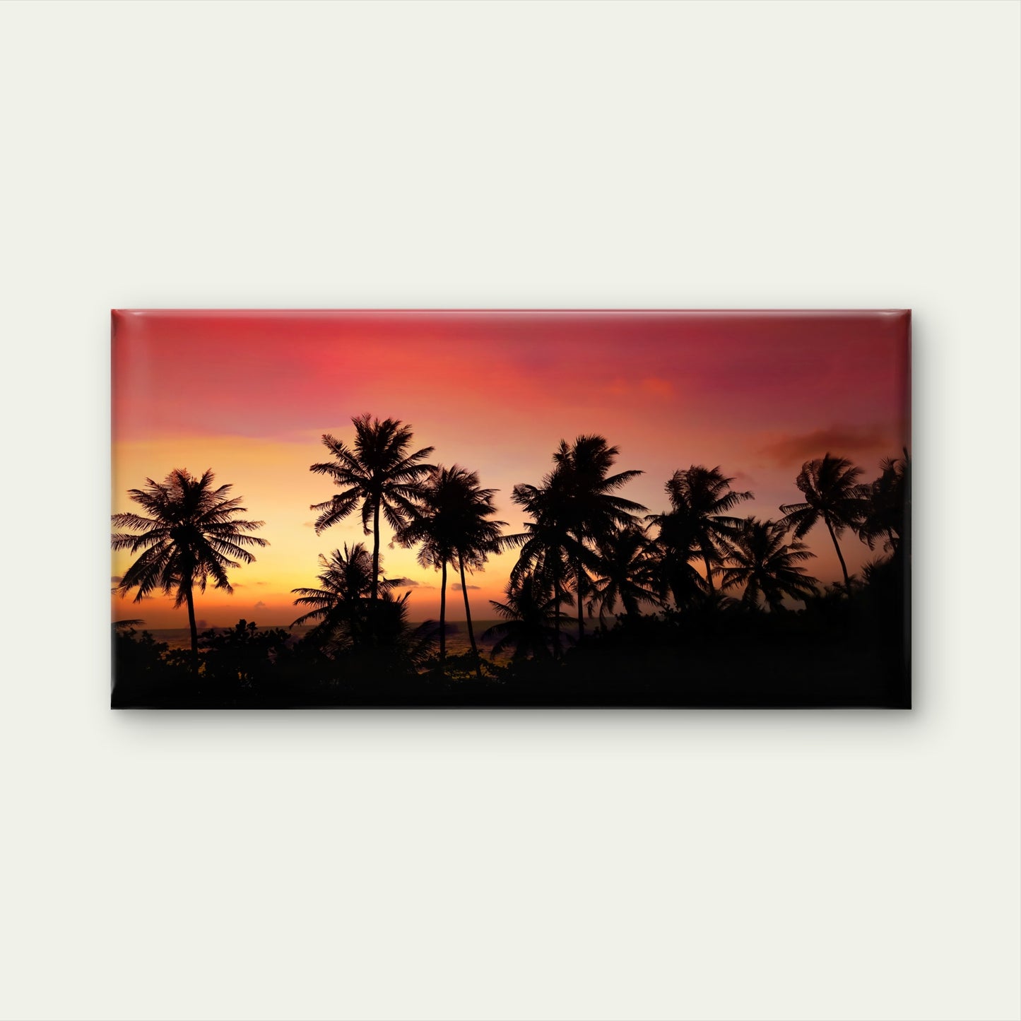 Tropical Sunset Palm Trees Wall Art Canvas Office Home Room Framed 120x60cm - Bella Home Decor