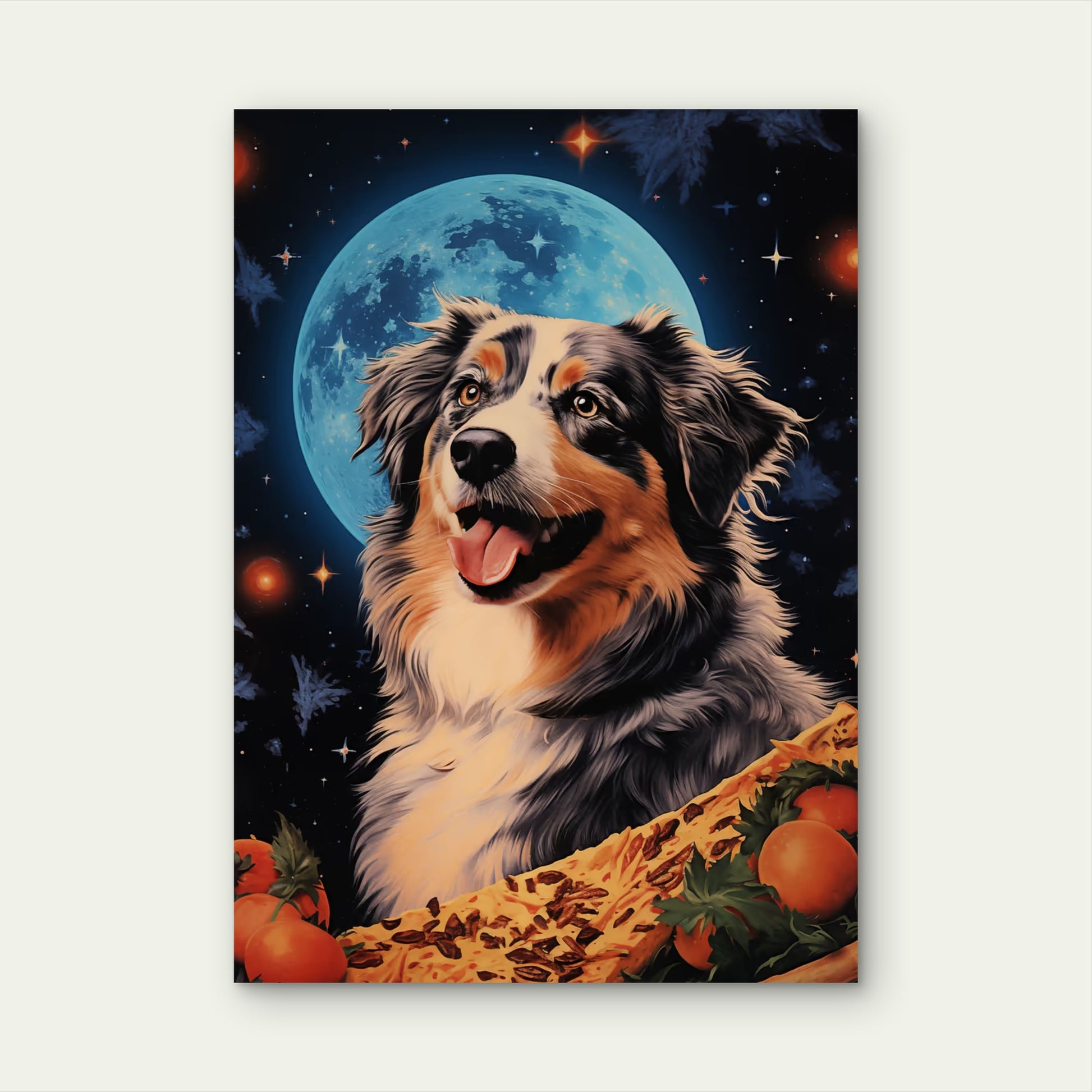 Australian Shepherd Blue Moon 40x60cm Metal Print Ready to Hang - Bella Home Decor