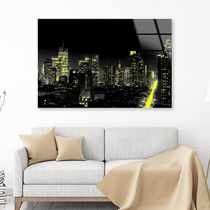 New Yok City Yellow Lights Acrylic Glass Print Tempered Glass Wall Art 100% Made in Australia Ready to Hang