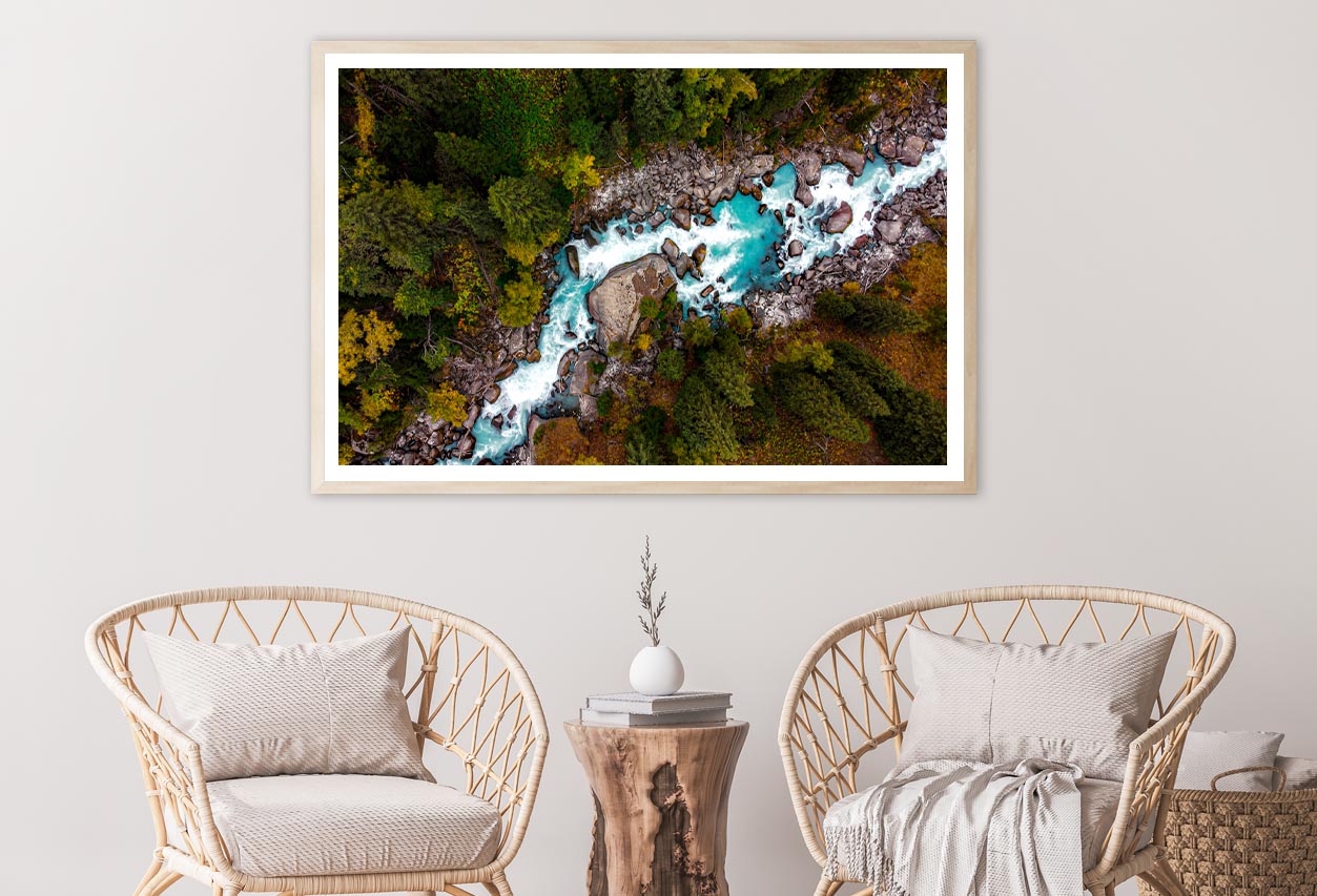 River In the Mountains, Top View Home Decor Premium Quality Poster Print Choose Your Sizes