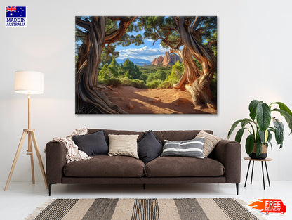 Tree with a Scenic Backdrop of a Mountain Range Print 100% Australian Made - Bella Home Decor