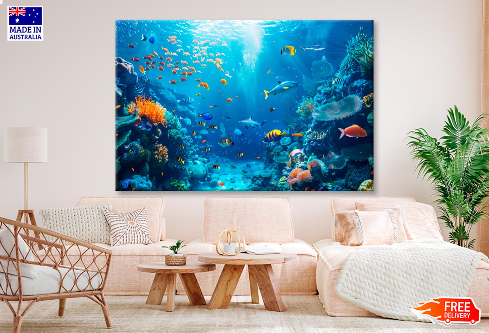 Nderwater Scene Showcasing a Diverse Coral Reef Wall Art Decor 100% Australian Made - Bella Home Decor