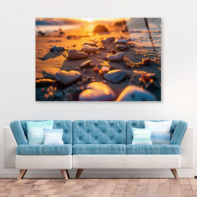 Close-Up of Rocks near a Beach Acrylic Glass Print Tempered Glass Wall Art 100% Made in Australia Ready to Hang