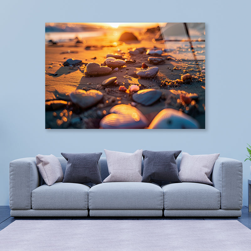 Close-Up of Rocks near a Beach Acrylic Glass Print Tempered Glass Wall Art 100% Made in Australia Ready to Hang