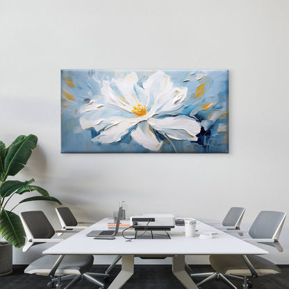 White Magnolia Bloom Flower Wall Art Canvas Office Home Room Framed 120x60cm - Bella Home Decor