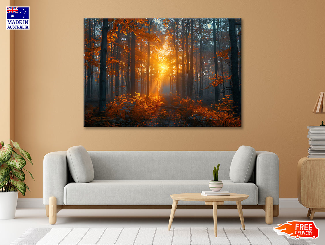 Autumn Forest in the Morning Print 100% Australian Made - Bella Home Decor