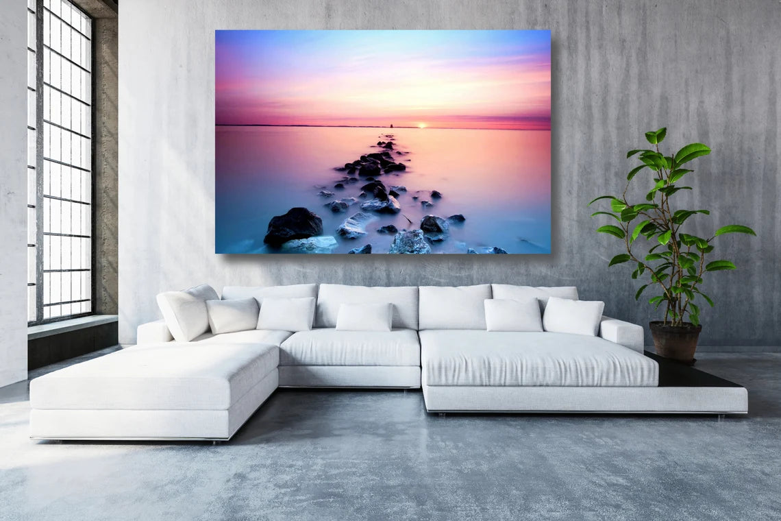 Ocean Sunset Minimalist UV Direct Aluminum Print Australian Made Quality