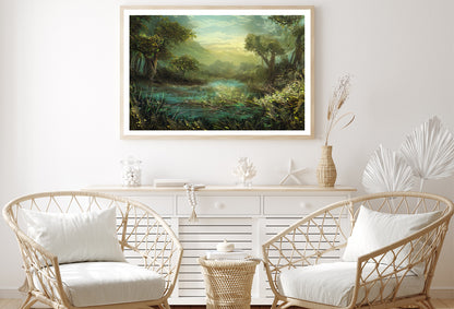 A River Surrounded By Trees and Plants Painting Home Decor Premium Quality Poster Print Choose Your Sizes