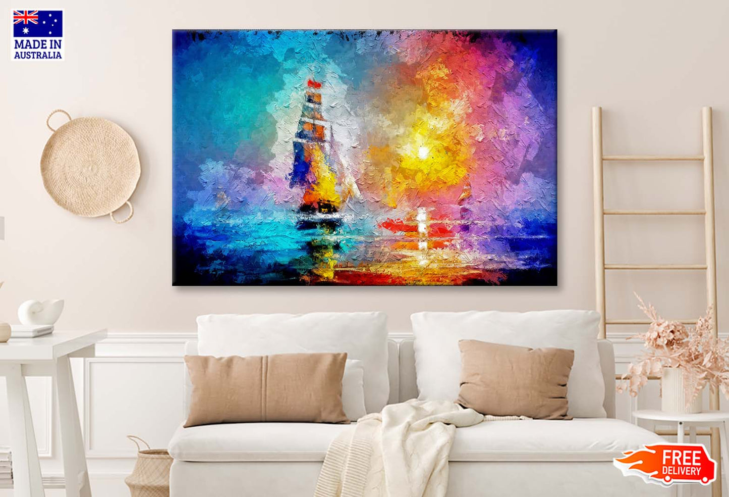 Seascape Paintings with Sunlight Background Wall Art Limited Edition High Quality Print